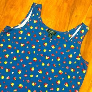 Lauren Ralph Lauren Blue Floral Tank Top Size Large